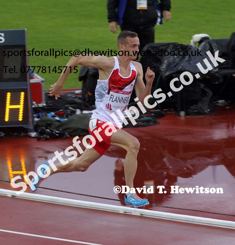Niall Flannery (England) in the final of the 400 metres hurdles, 2014 Commonwealth Games, Glasgow. Photo: David T. Hewitson/Sports for All Pics